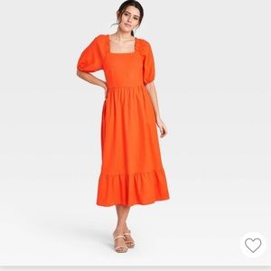 🔥SALE🔥Who What Wear Puff Sleeve Midi Dress